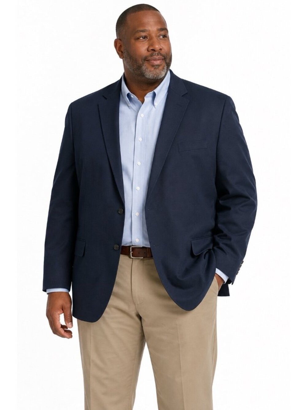 STAFFORD big and tall jacket navy blue 56L signature 100% cotton business casual